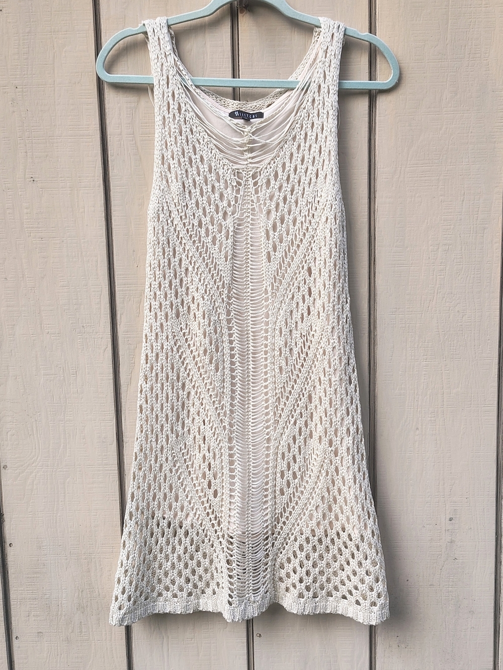 Two Sisters Boho Hippie Crochet Mini Dress Sleeveless M Cream Coastal Cowgirl - Picture 2 of 7